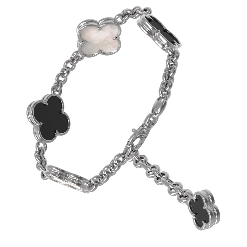 Браслет из белого золота c ониксом и перламутром