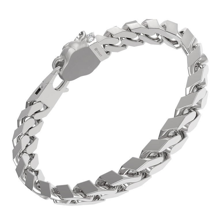 Браслет из белого золота c бриллиантами и изумрудом