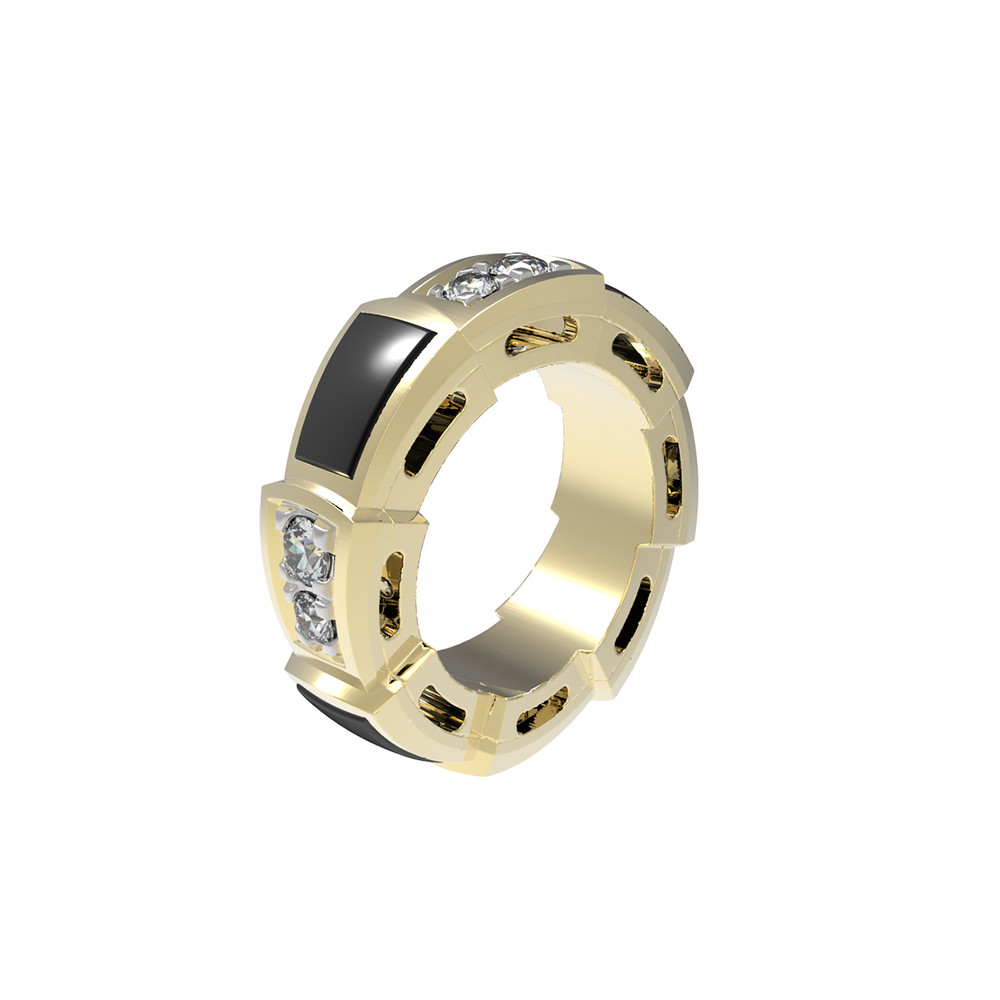 Подвеска из лимонного золота c бриллиантами и ониксом