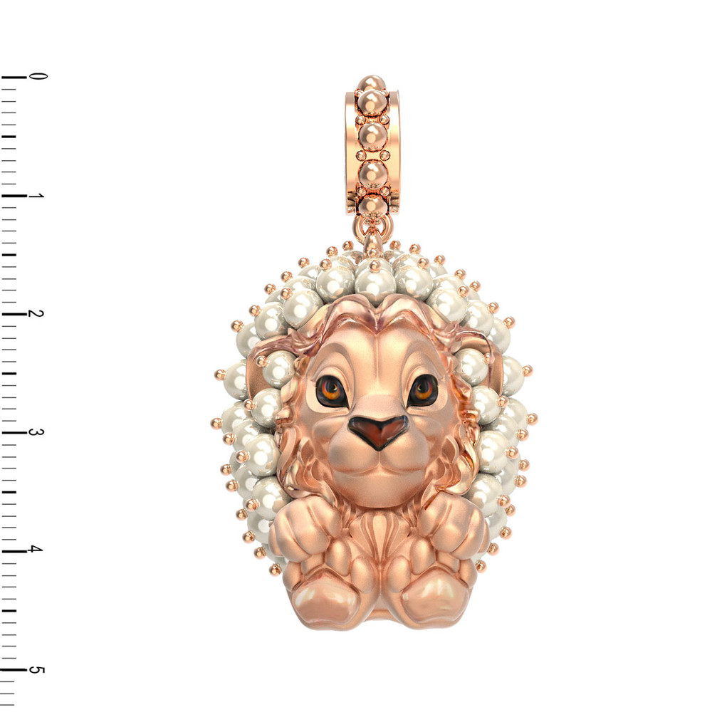 Подвеска из золота c эмаль и жемчугом