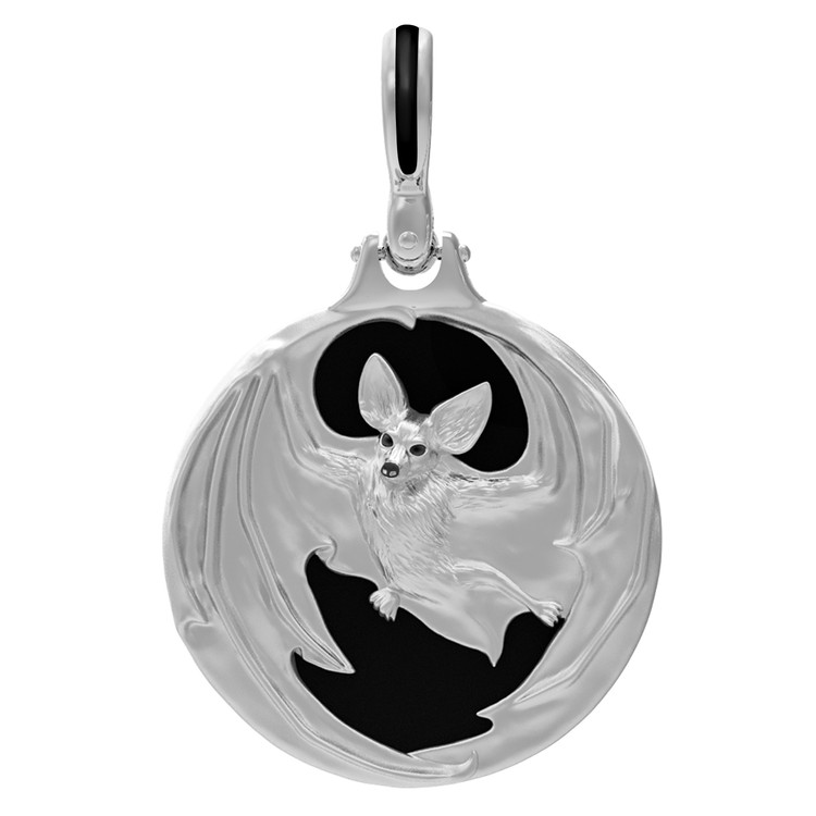 Подвеска из белого золота c эмаль и ониксом