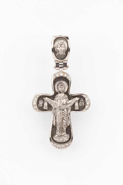 Крест из белого золота c бриллиантами