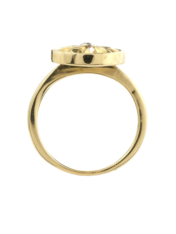 Кольцо из лимонного золота c бриллиантами и перламутром