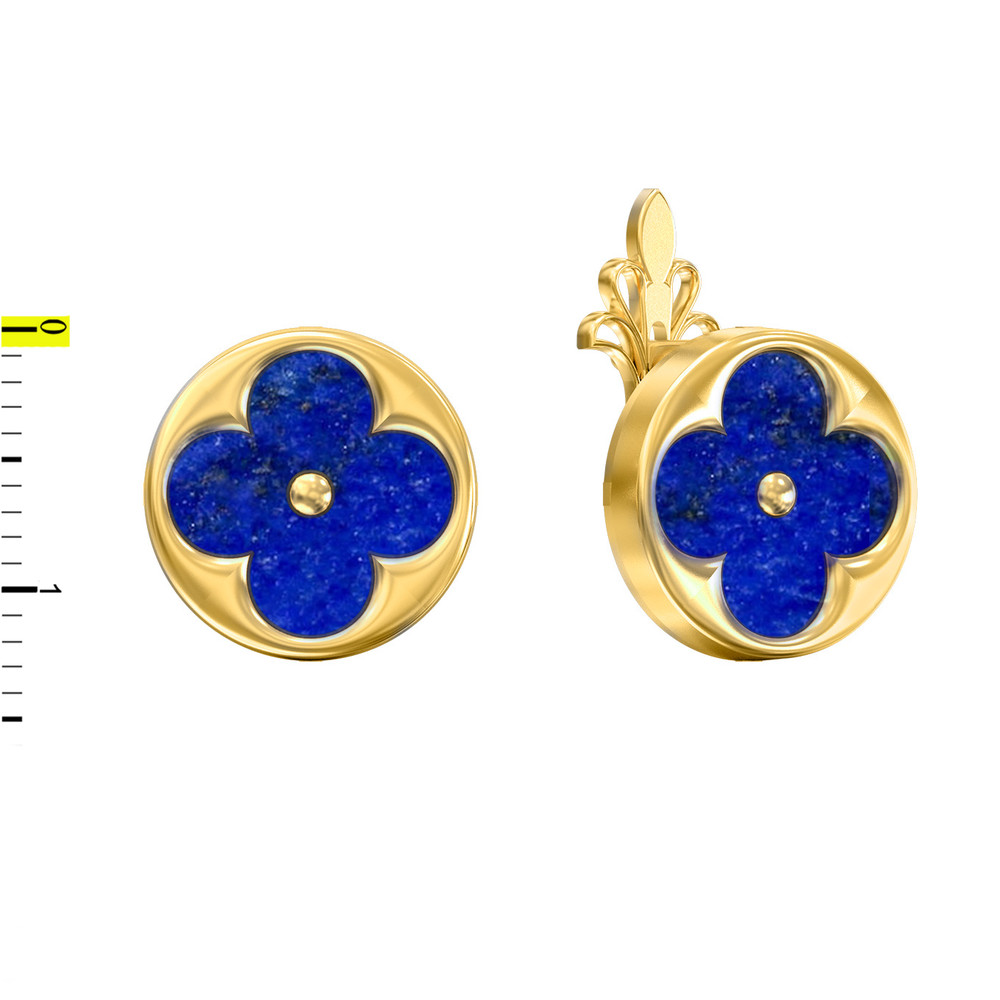 Серьги из лимонного золота c лазуритом