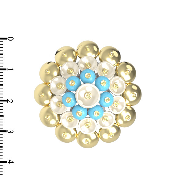 Подвеска из лимонного золота c бирюзой и перламутром