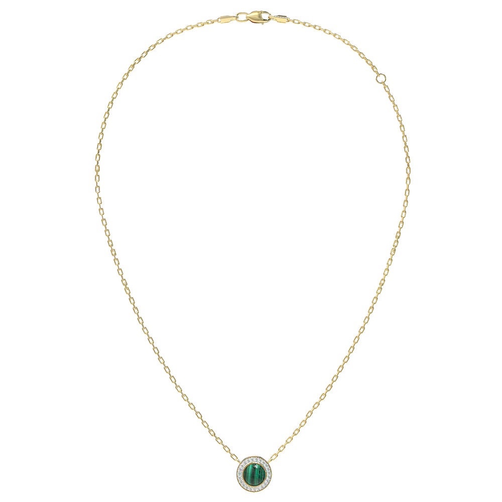 Колье из лимонного золота c бриллиантами и малахитом