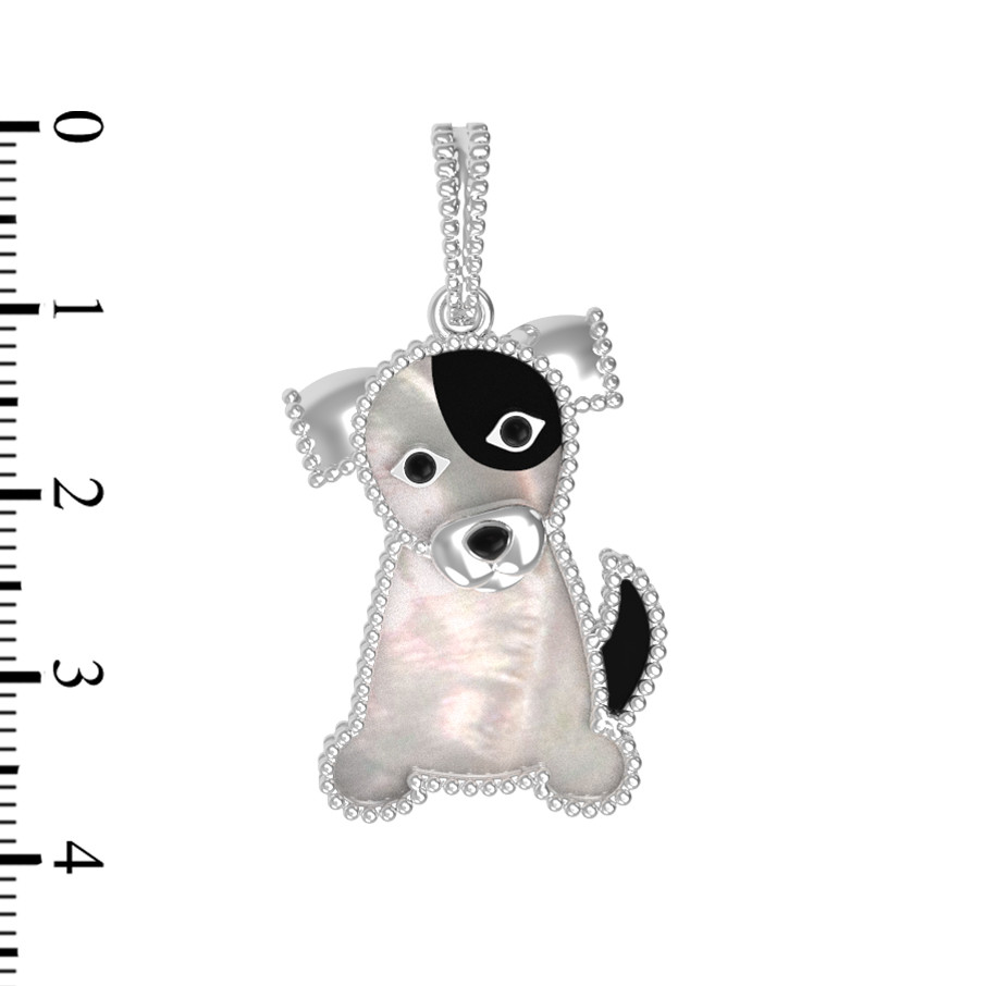 Подвеска из белого золота c эмалью, ониксом и перламутром