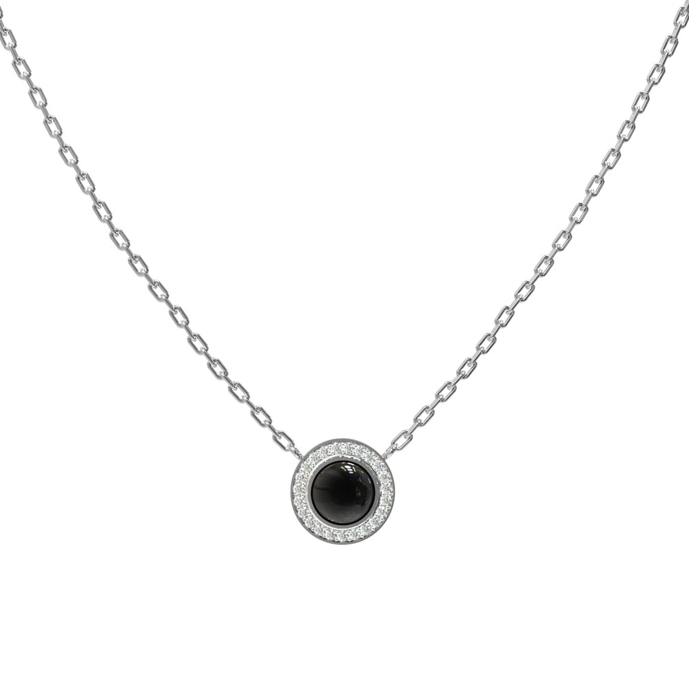 Колье из белого золота c бриллиантами и ониксом