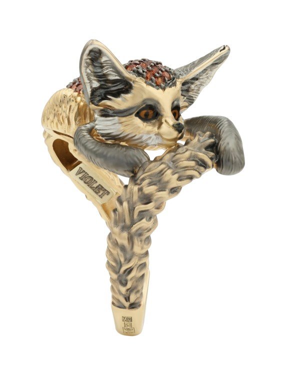 Кольцо из лимонного золота c эмаль и фианитом