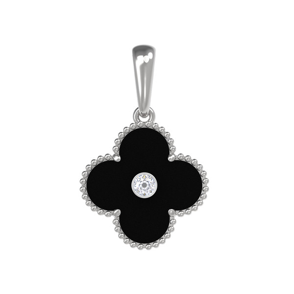 Подвеска из белого золота c бриллиантами и ониксом