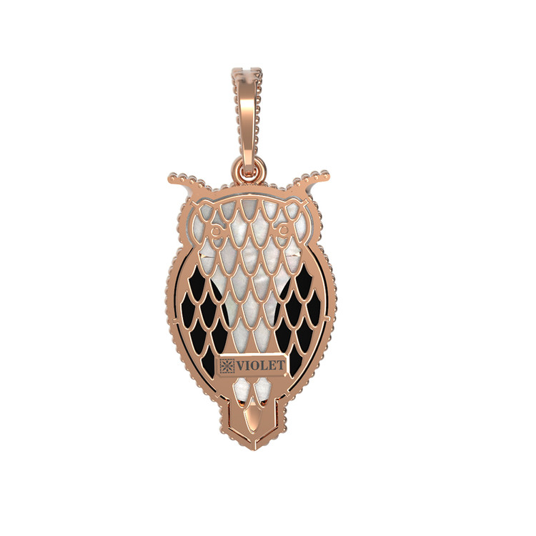 Подвеска из золота c эмаль , ониксом и перламутром