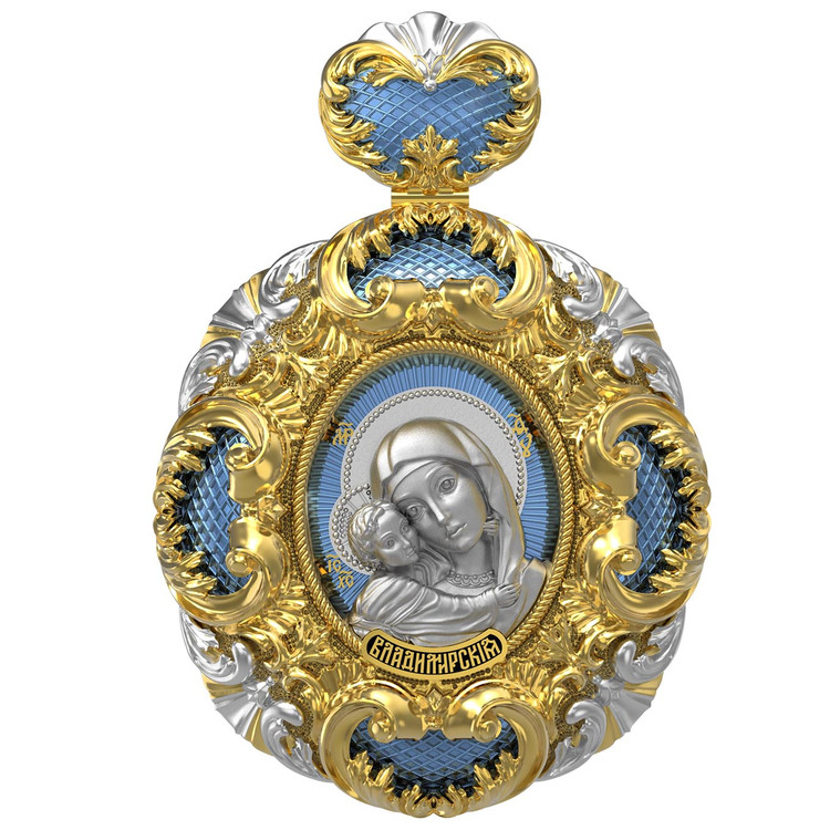 Образок из лимонного золота c эмаль