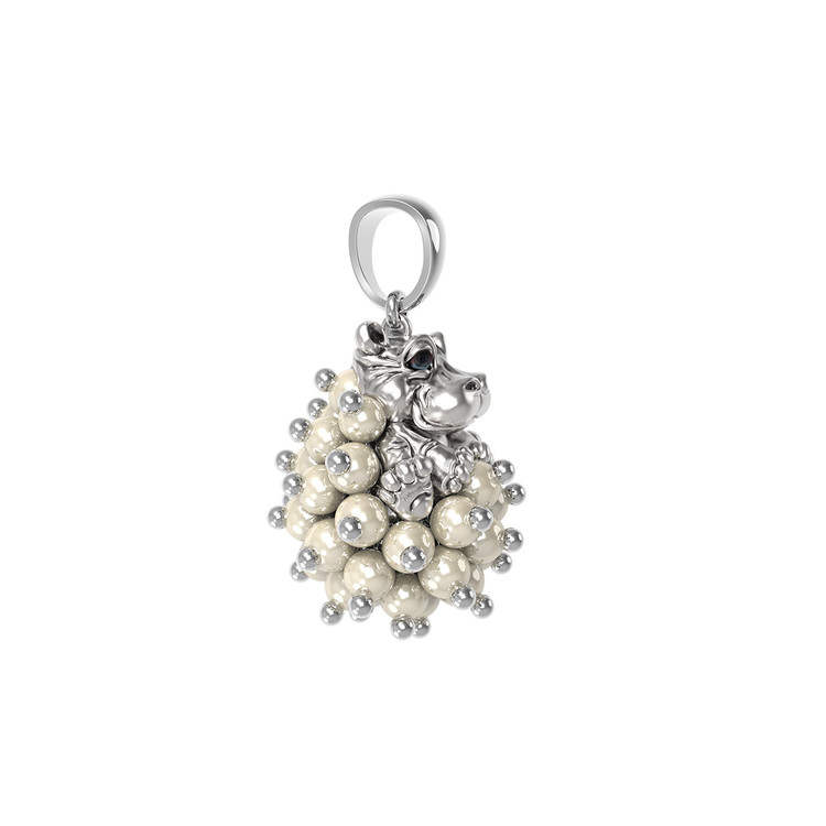 Подвеска из белого золота c эмаль и жемчугом