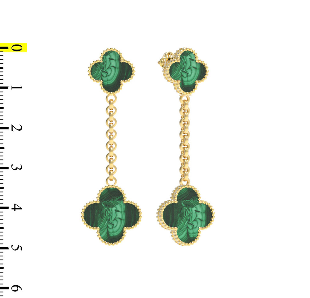 Серьги из лимонного золота c малахитом