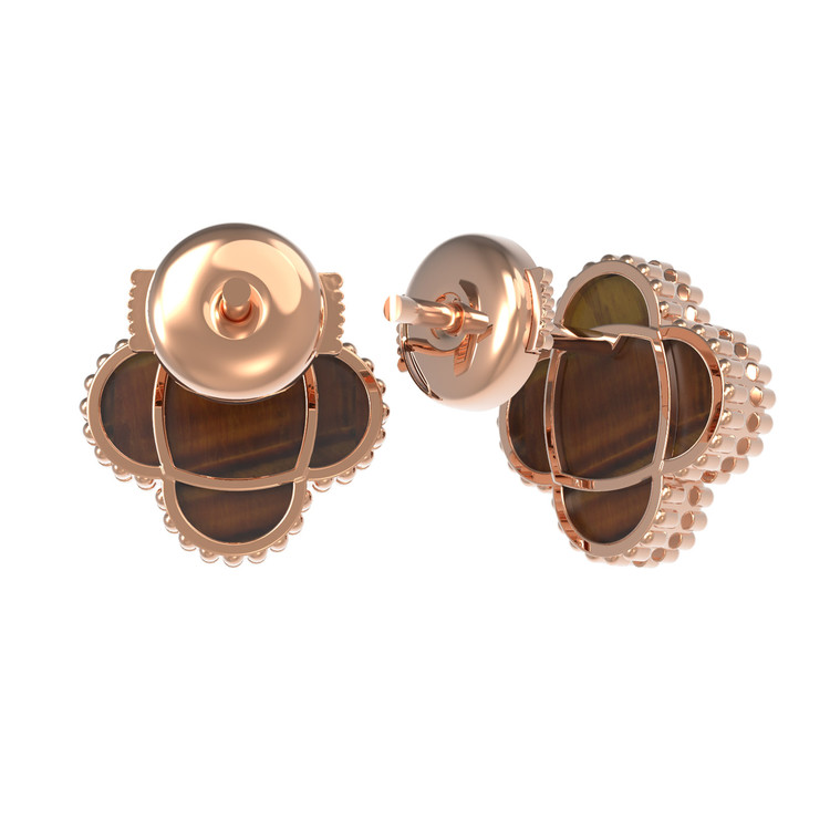 Серьги из золота c тигровым глазом