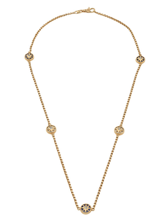 Колье из золота c бриллиантами, лазуритом и перламутром