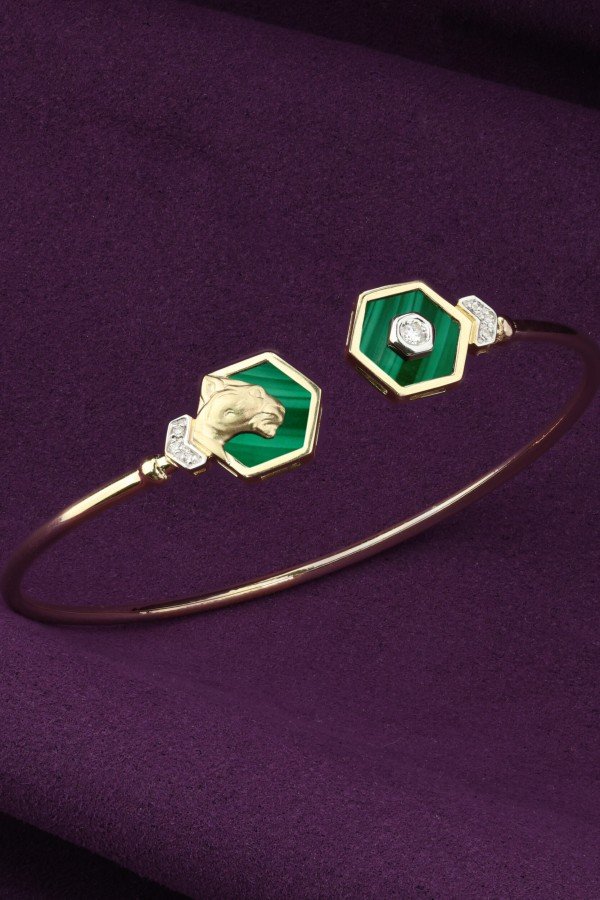 Браслет из лимонного золота c бриллиантами и малахитом