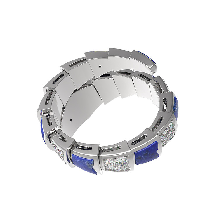 Кольцо из белого золота c бриллиантами и лазуритом