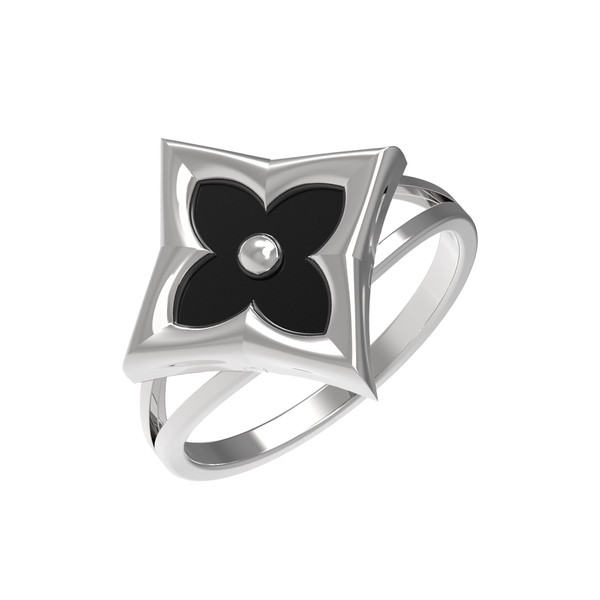 Кольцо из белого золота c ониксом