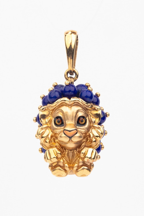 Подвеска из золота c эмаль и лазуритом