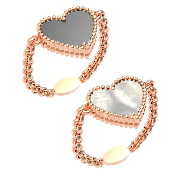 Кольцо из золота c ониксом и перламутром