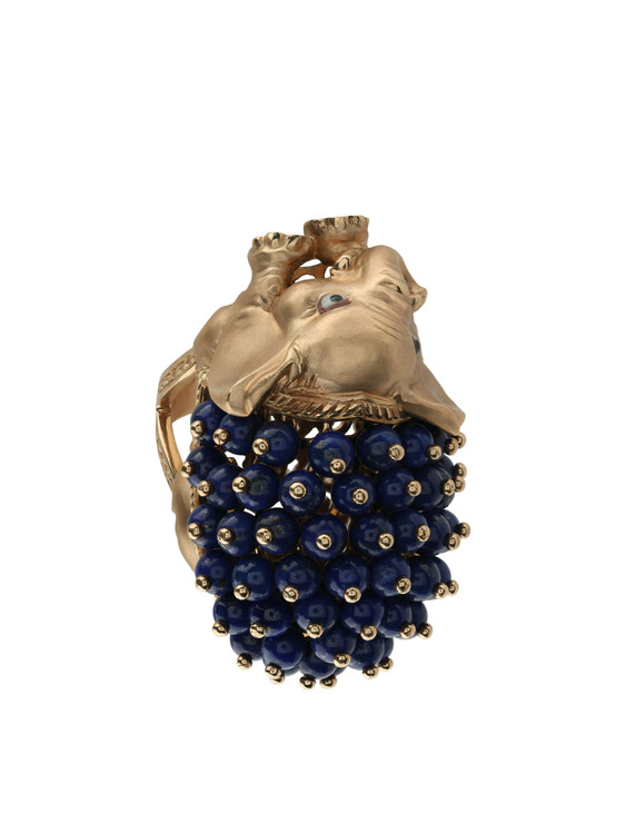 Кольцо из золота c эмалью и лазуритом