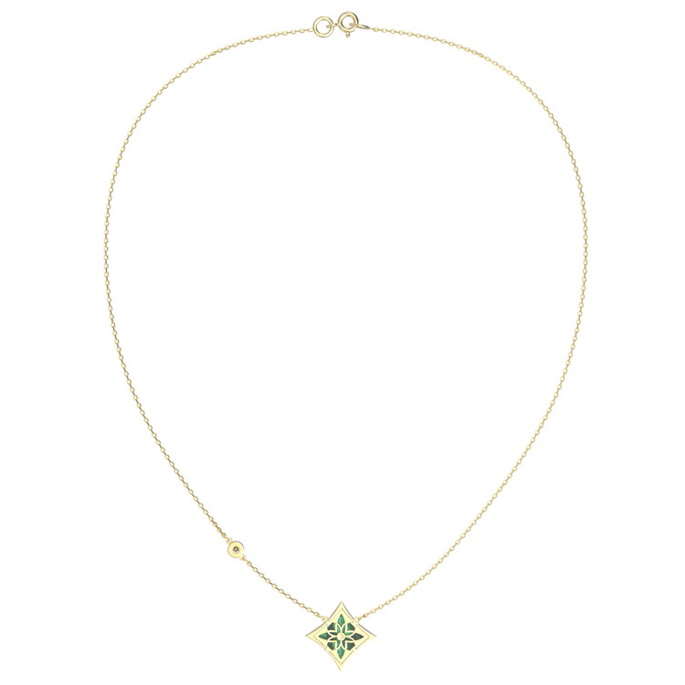 Колье из лимонного золота c бриллиантами и малахитом