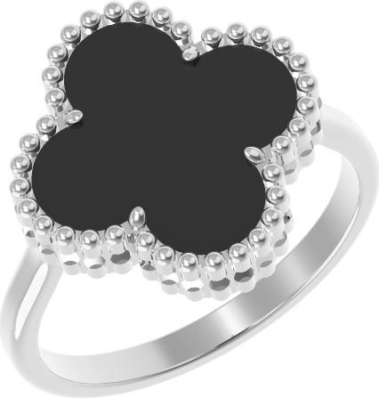 Кольцо из белого золота c ониксом