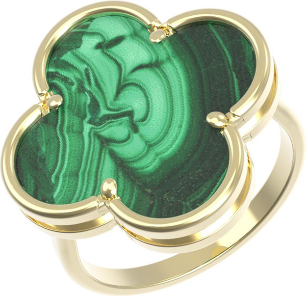 Кольцо из лимонного золота c малахитом