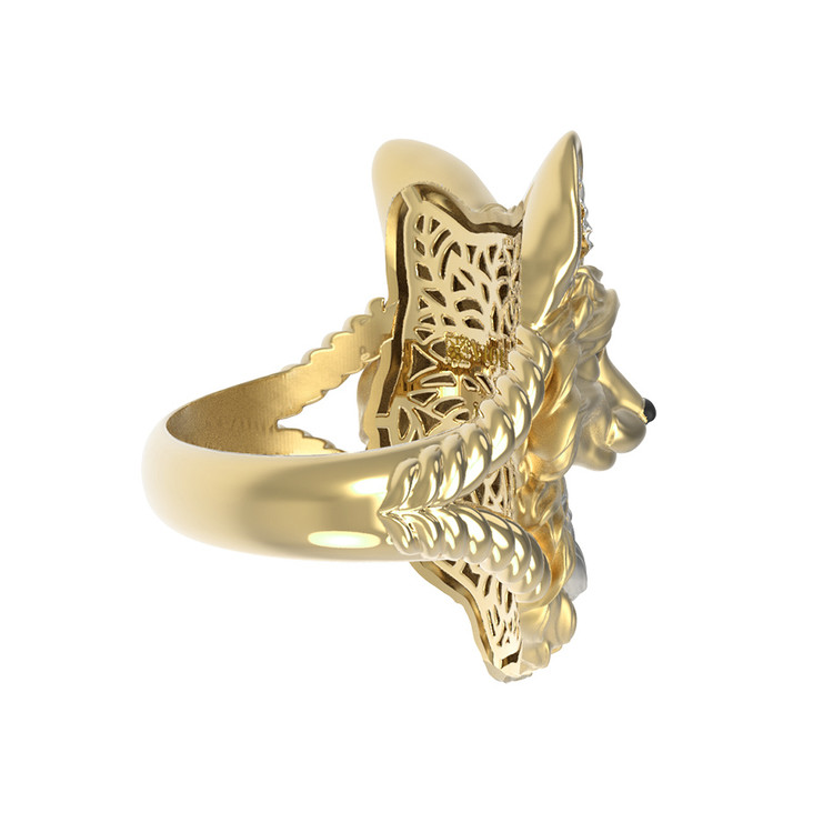 Кольцо из лимонного золота c эмаль