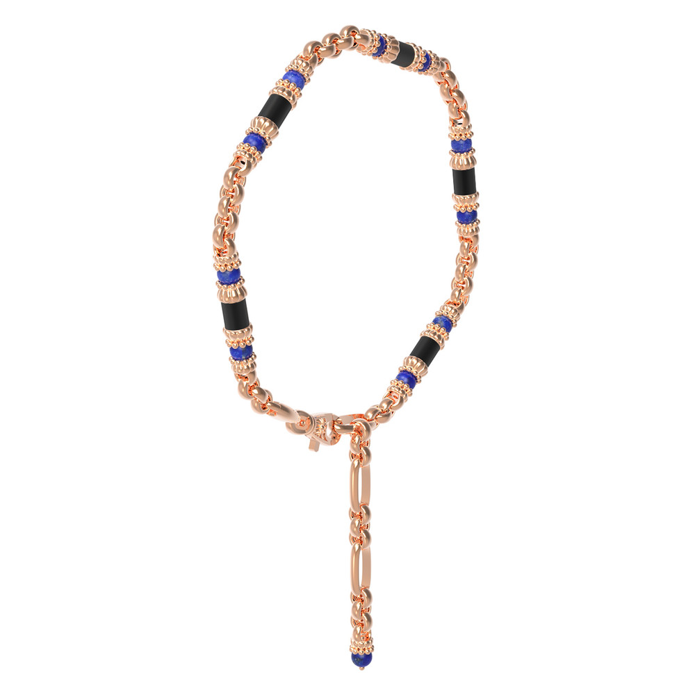 Браслет из золота c ониксом и лазуритом