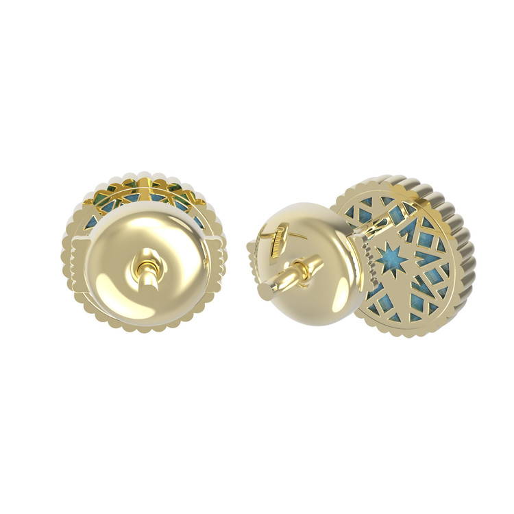 Серьги из лимонного золота c фианитом и бирюзой