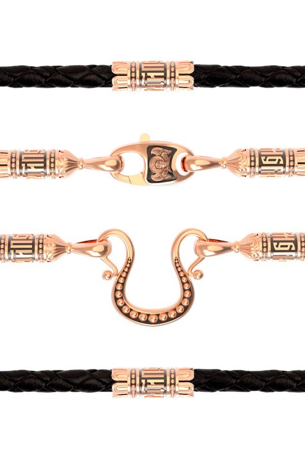 Шнурок кожаный из золота c кожаным шнурком