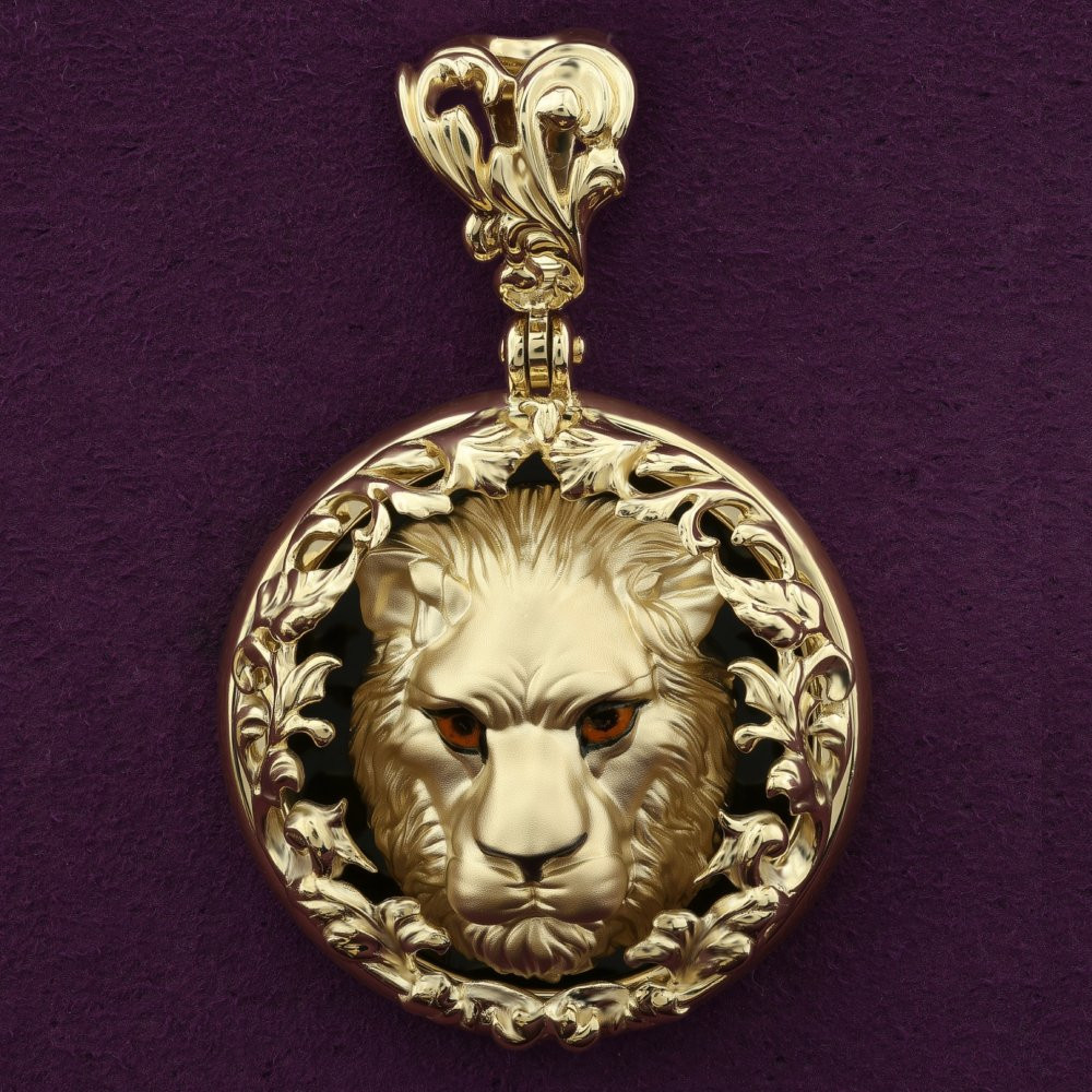 Подвеска из лимонного золота c эмаль и ониксом