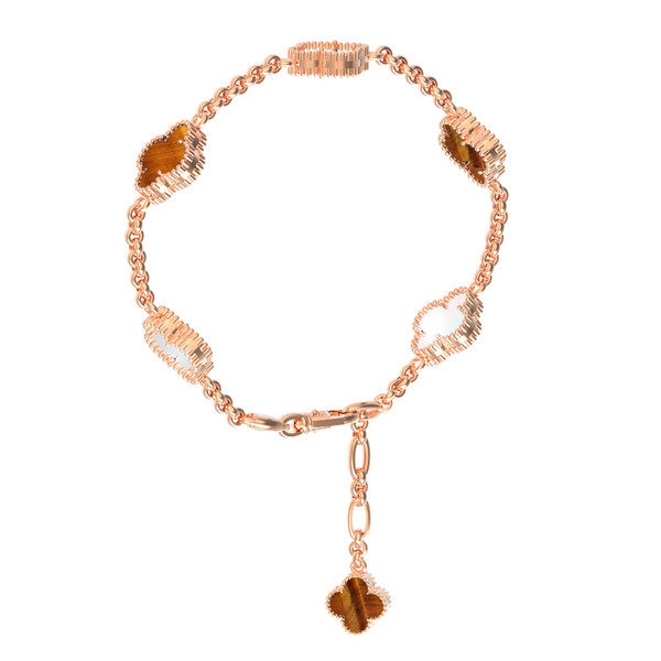 Браслет из золота c тигровым глазом и перламутром