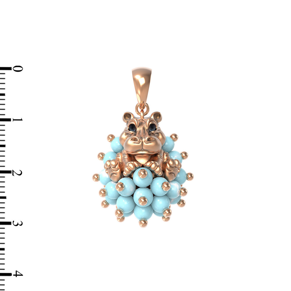 Подвеска из золота c эмаль и бирюзой