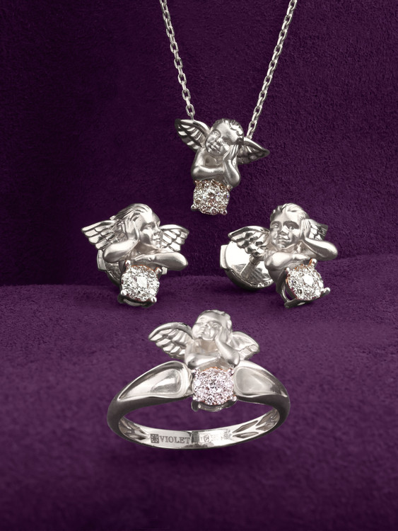 Серьги из белого золота c бриллиантами