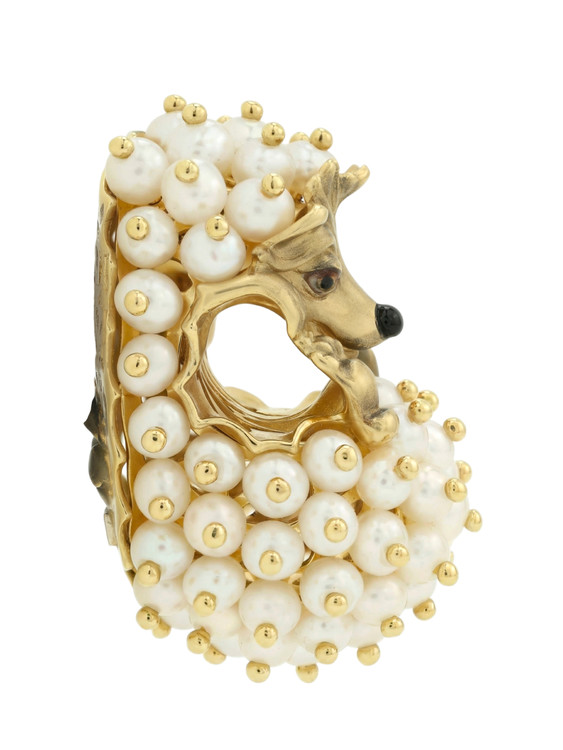 Подвеска из лимонного золота c эмаль и жемчугом