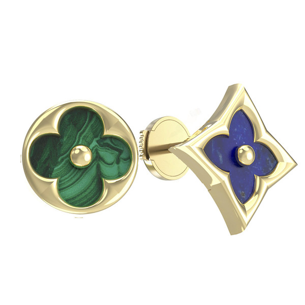 Серьги из лимонного золота c лазуритом и малахитом